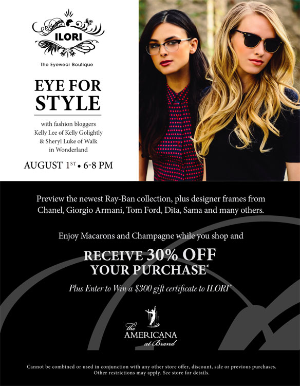 eyewear invite for VIP Shopping Event at ILORI 