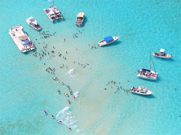 Stingray City from Above in Grand cayman 