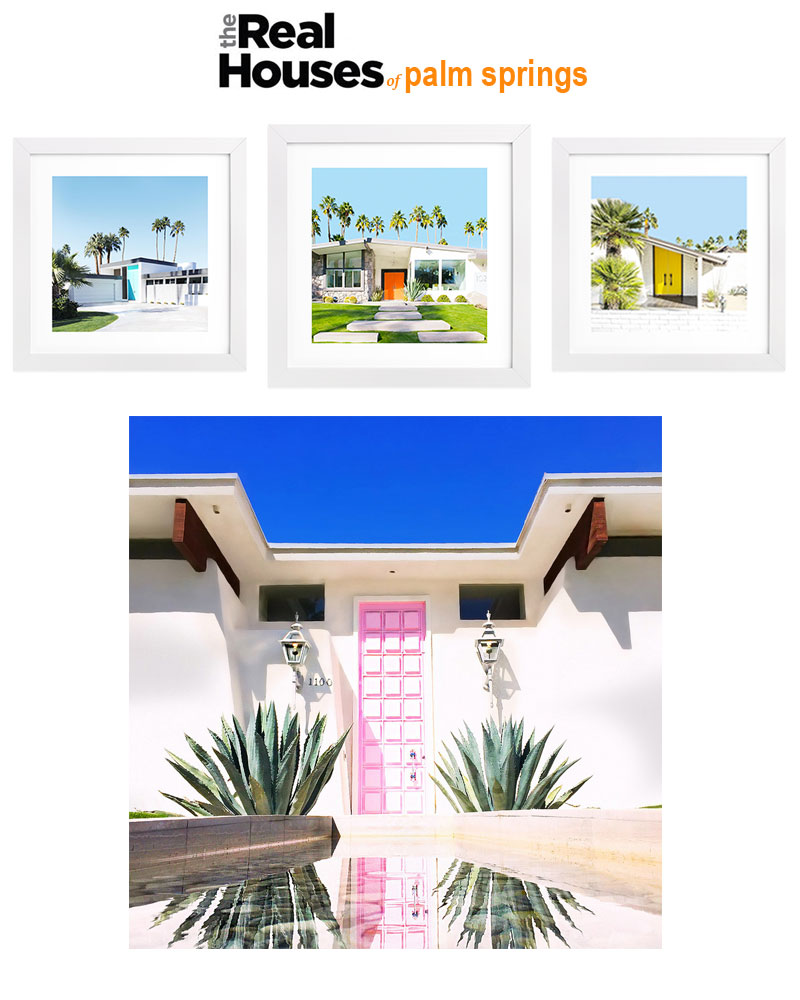collage of colored and pink door palm springs