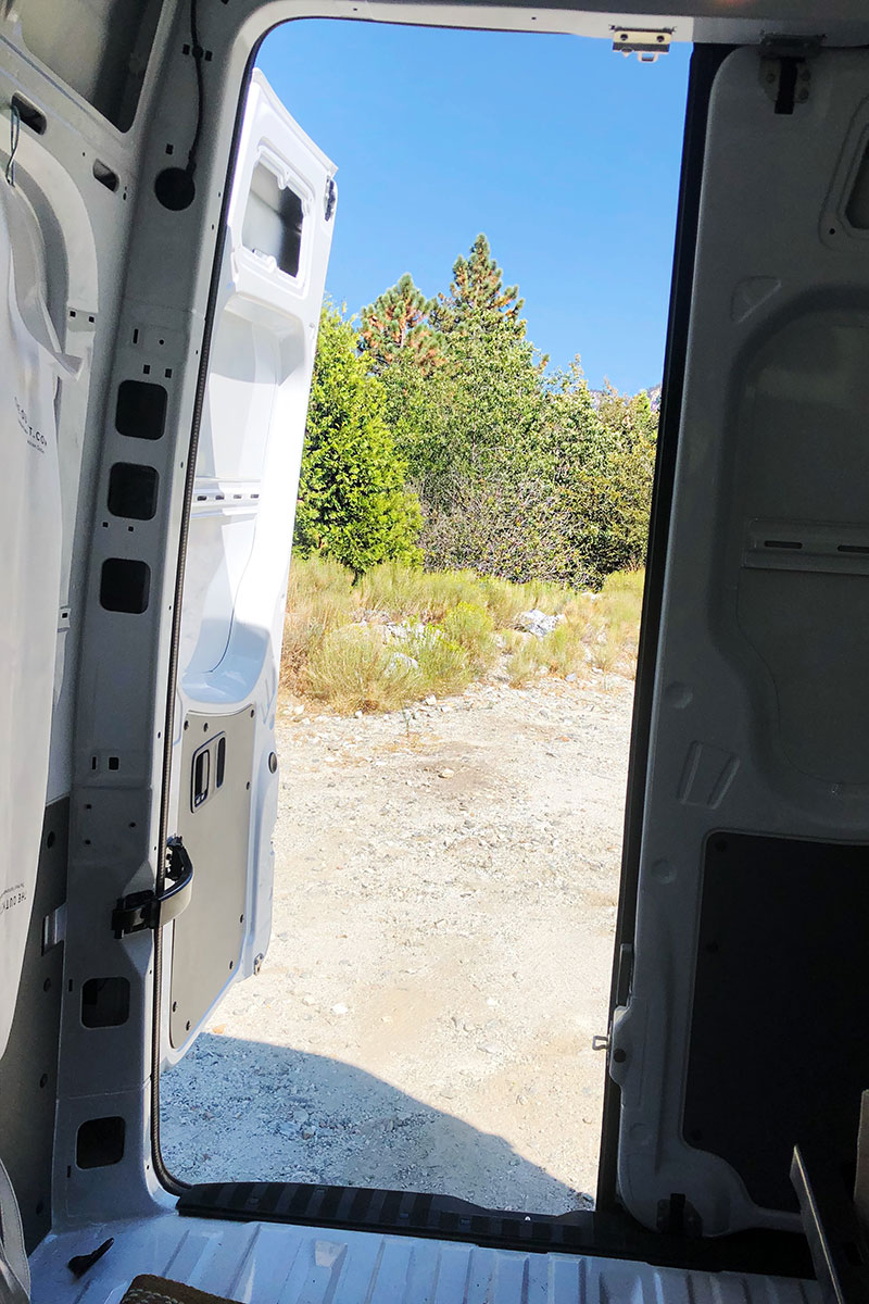 an open door of a sprinter van which is the the newest member of the family 