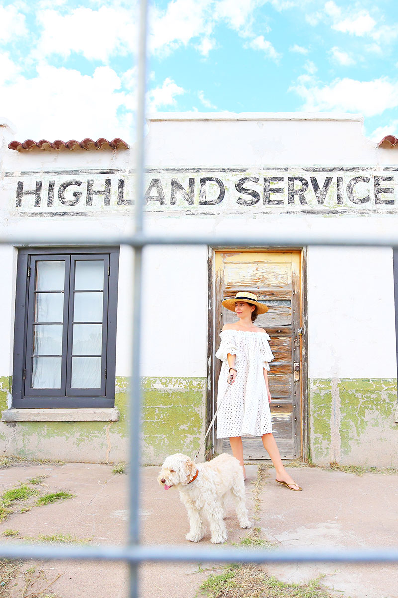 woman with her dog in a Place To Stay in Marfa