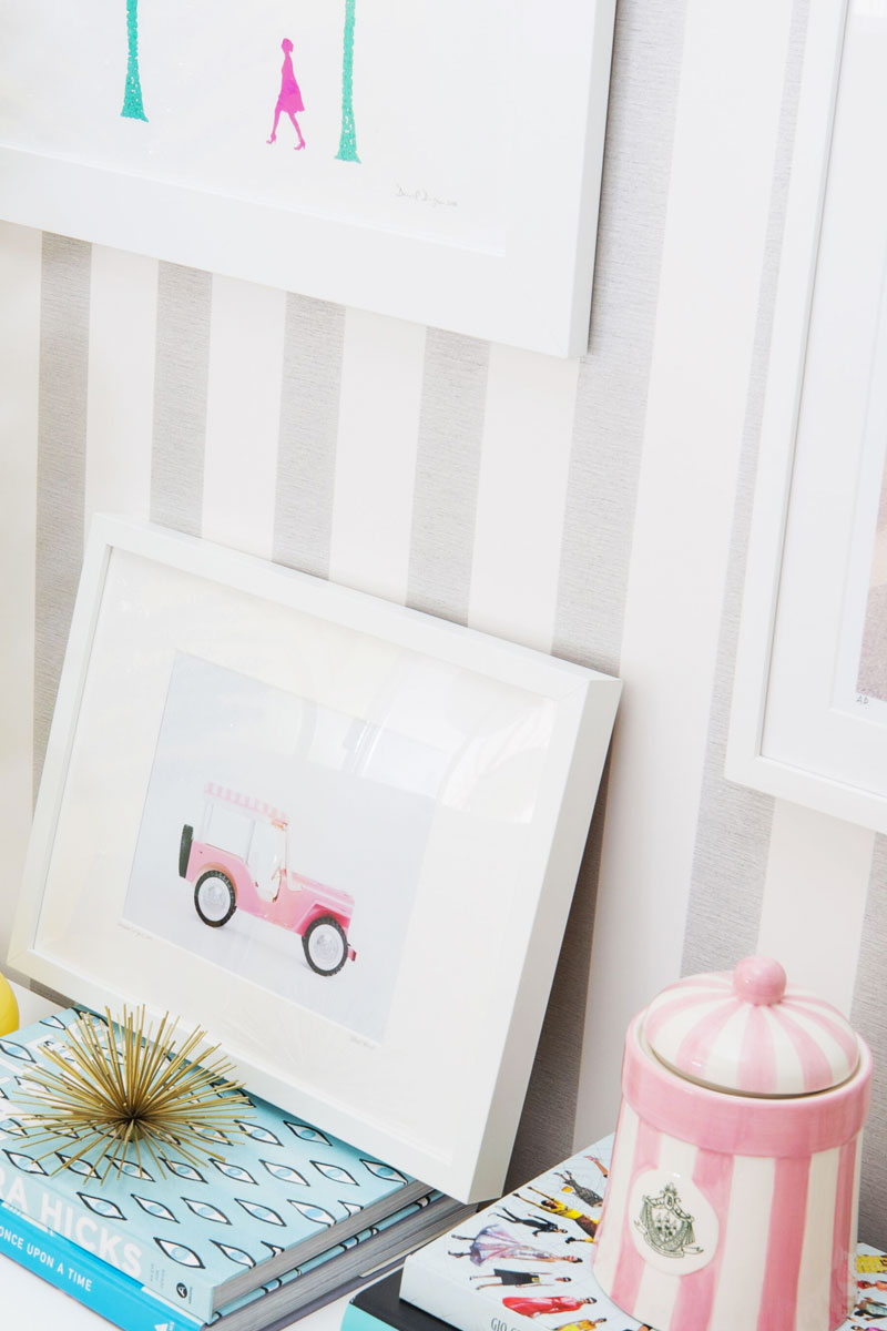 framed photograph of a pink car