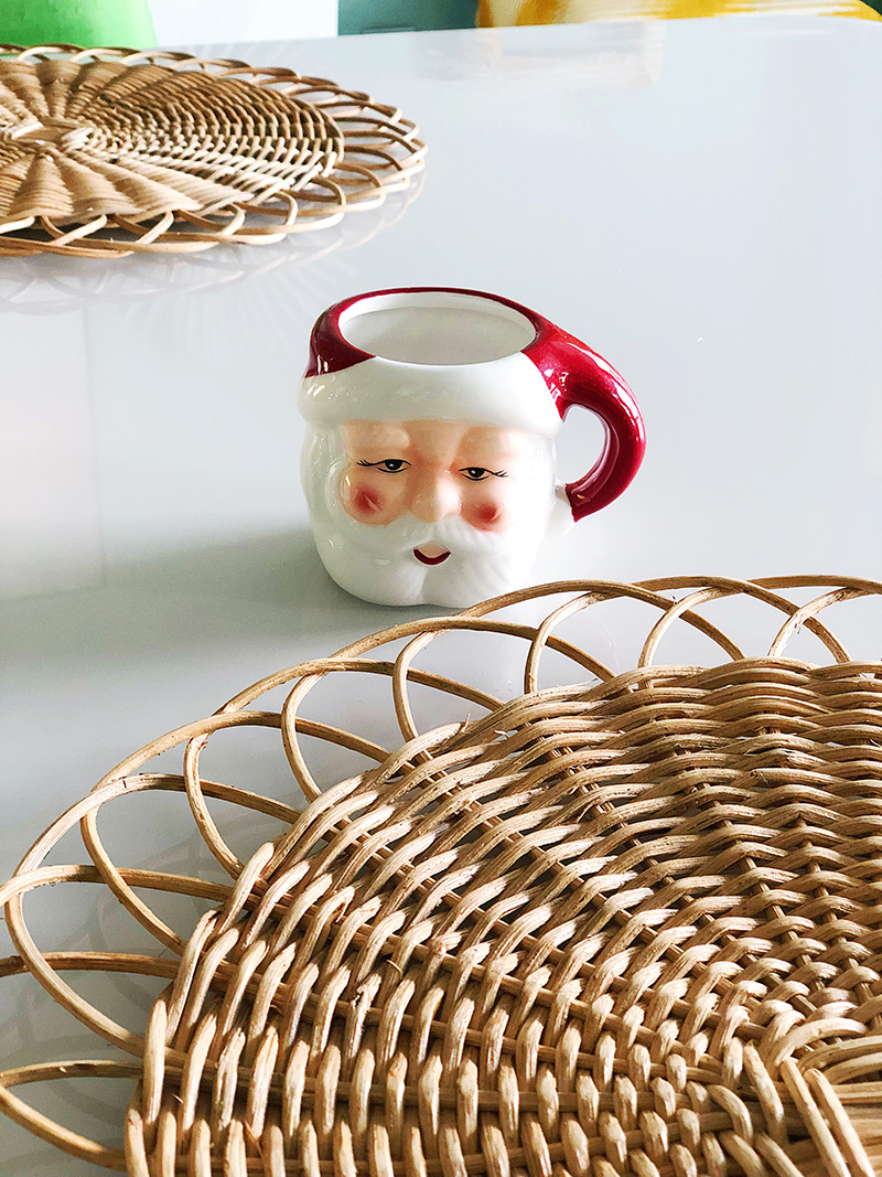 mug with santa clause's face for Christmas Decor in Palm Springs 