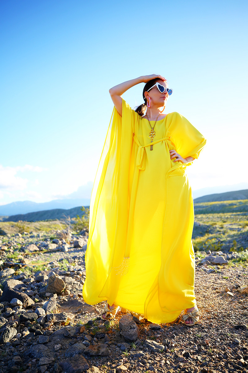 woman wearing Yellow Caftan