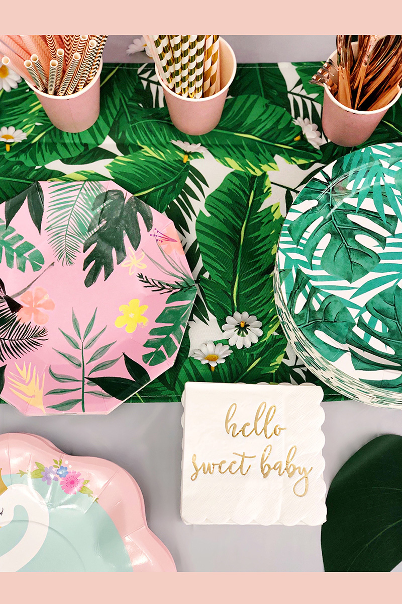 A Swans & Palms-Themed Baby Shower