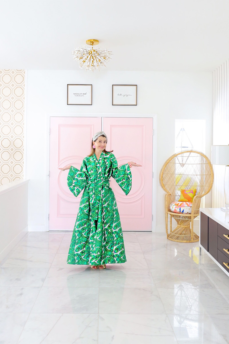 La Vie Style House Palm Leaf Kimono Dress