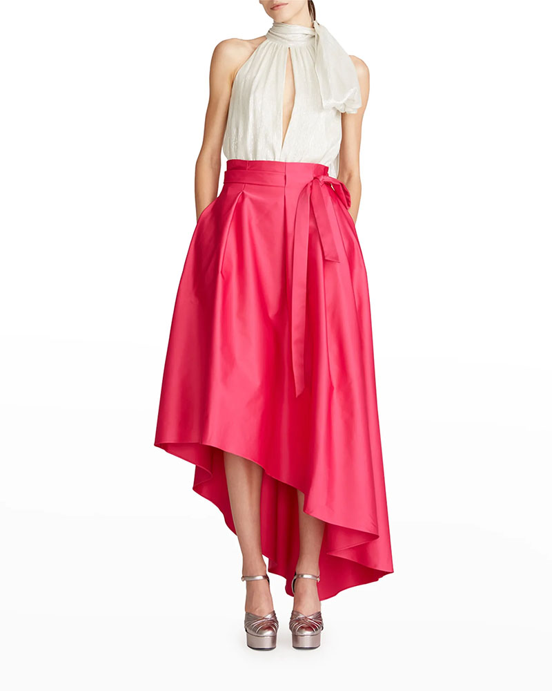 womens pink satin skirt