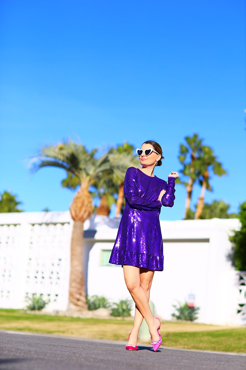 Affordable Purple Sequin Holiday Party Dress